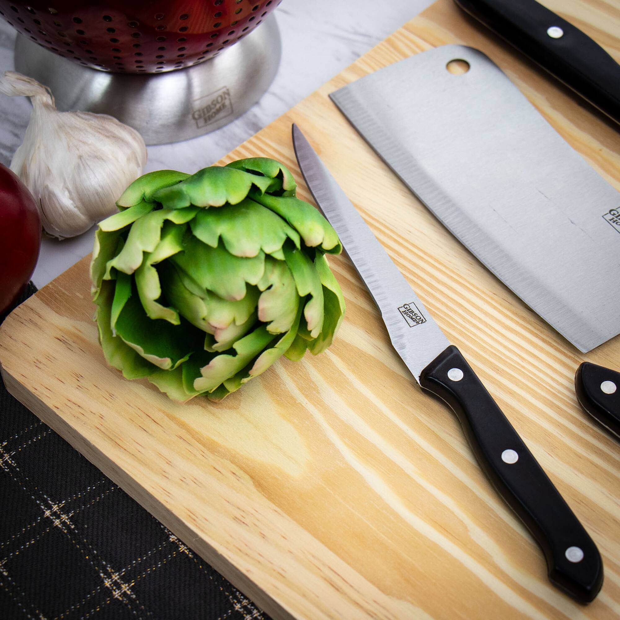 Gibson Home® Wildcraft 10-Piece Cutlery Set with Wooden Cutting Board